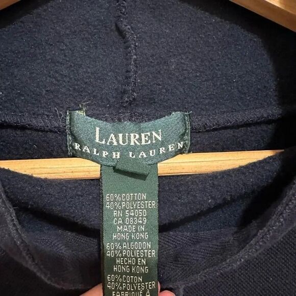 Lauren Ralph Lauren Blue Cowl Neck Pullover Hoodie Size M Cotton Blend - Picture 3 of 5